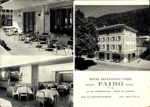 Ak Faido Kanton Tessin, Hotel Restaurant Faido an der Gotthardstraße