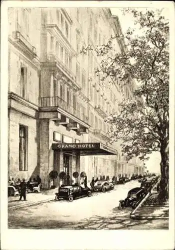 Künstler Ak Wien 1 Innere Stadt, Grand Hotel Wien, Kärntnerring 9