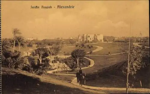 Ak Alexandria Ägypten, Nouzah Garten