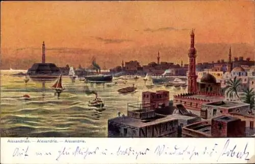 Künstler Ak Perlberg, F., Alexandria Ägypten, Gesamtansicht, Leuchtturm