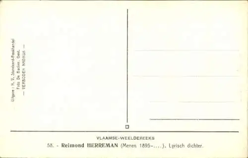 Ak Dichter Reimond Herreman, Porträt