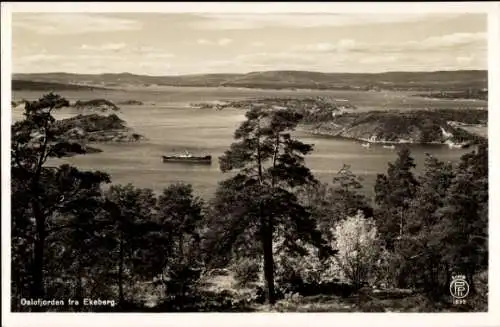 Ak Norwegen, Oslofjorden fra Ekeberg, Panorama vom Fjord