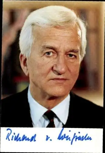 Foto Richard von Weizsäcker, Ehemaliger Bundespräsident der Bundesrepublik Deutschland, Autogramm