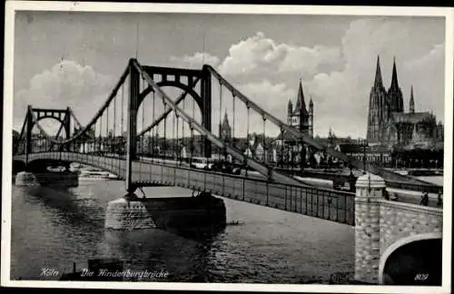 Ak Köln am Rhein, Hindenburgbrücke