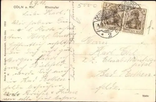 Ak Köln am Rhein, Rheinufer