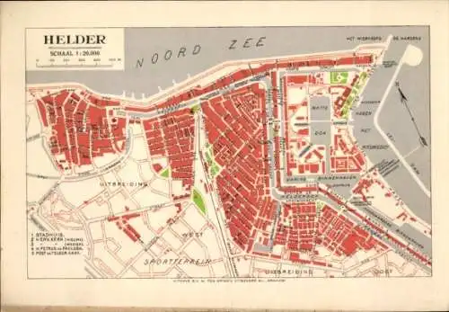 Stadtplan Ak Den Helder Nordholland Niederlande, Nordsee