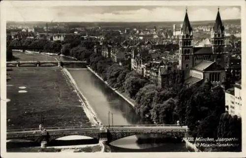 Ak München, Isar, Brücke, Maximilianskirche