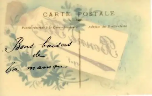 Zelluloid Ak Glückwunsch, Blumen, Kitsch