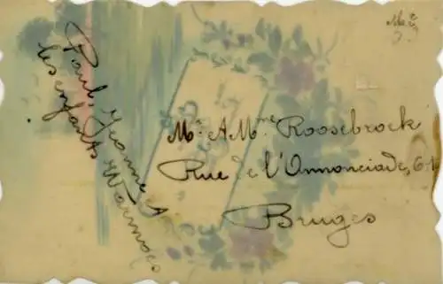 Zelluloid Ak Glückwunsch Neujahr, Blumen, Schwäne