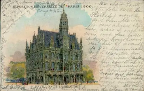 Glitzer Litho Paris, Weltausstellung 1900, Belgien-Pavillon