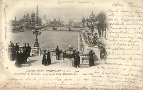 Ak Paris, Weltausstellung 1900, Seine, Pont Alexandre III.