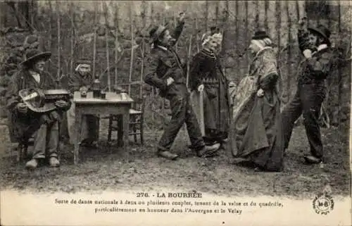 Lied Ak Le Velay, Auvergne, Bourrée, Tänzer in Trachten