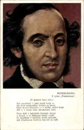 Ak Komponist und Pianist Felix Mendelssohn Bartholdy, Porträt