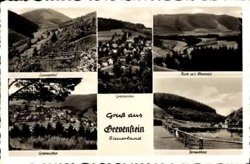 Ak Grevenstein Meschede im Sauerland, Strandbad, Linnepetal, Wennetal, Panorama