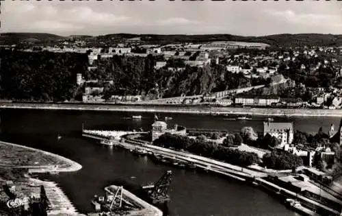 Ak Koblenz am Rhein, Deutsches Eck, Mosel, Festung Ehrenbreitstein