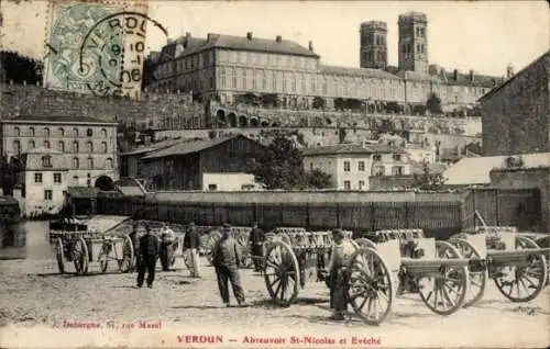 Ak Verdun Meuse, Abreuvoir St-Nicolas et Eveche