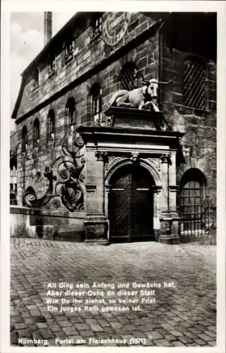 Ak Nürnberg in Mittelfranken, Fleischerhaus, Portal