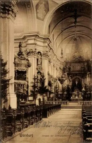 Ak Würzburg am Main Unterfranken, Stifthauger Kirche, Innenansicht