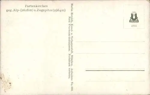 Ak Garmisch Partenkirchen in Oberbayern, Panorama, Alpspitze, Zugspitze