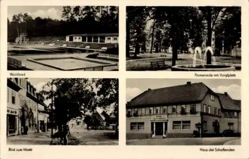 Ak Blankenhain in Thüringen, Waldbad, Promenade am Voigtplatz, Blick zum Markt, Haus d. Schaffenden