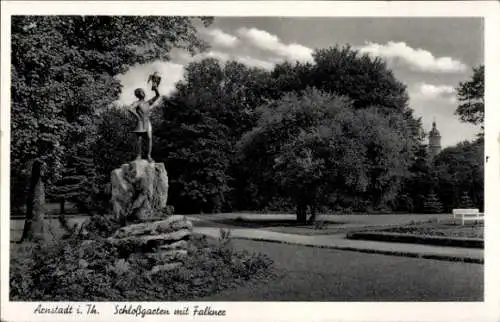 Ak Arnstadt in Thüringen, Schlossgarten, Falkner