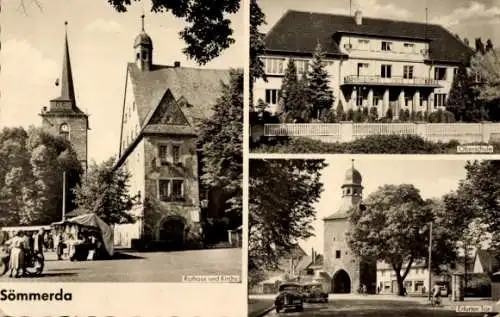 Ak Sömmerda in Thüringen, Rathaus, Kirche, Erfurter Tor, Oberschule