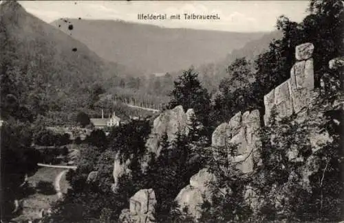 Ak Ilfeld am Harz Thüringen, Ilfeldertal, Talbrauerei, Panorama