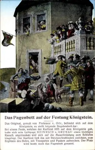 Ak Königstein an der Elbe Sächsische Schweiz, Festung Königstein, Das Pagenbett