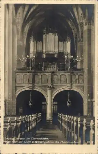 Ak Leipzig in Sachsen, Inneres der Thomaskirche, Orgel