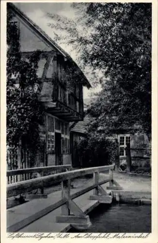 Ak Lychen in der Uckermark, Am Oberpfuhl, Malerwinkel, Brücke