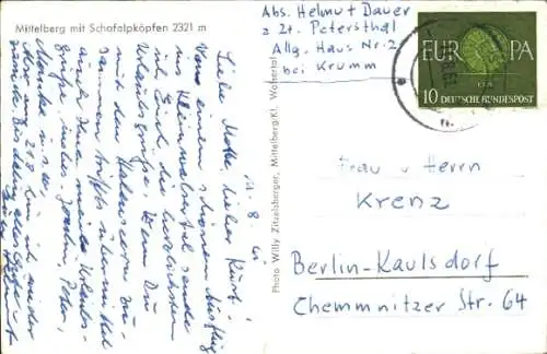 Ak Mittelberg im Allgäu, Kirche, Schafalpköpfe