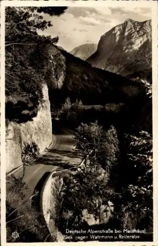 Ak Schneizlreuth in Oberbayern, Deutsche Alpenstraße bei Mauthäusl, Watzmann