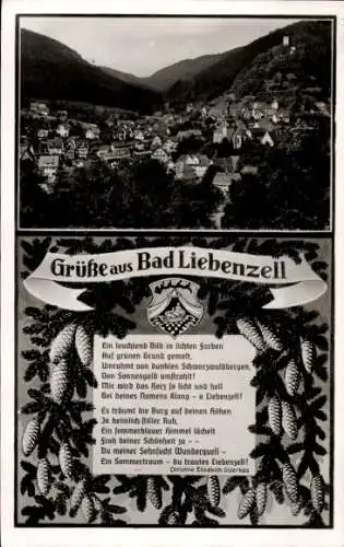 Ak Bad Liebenzell im Schwarzwald, Gesamtansicht, Gedicht