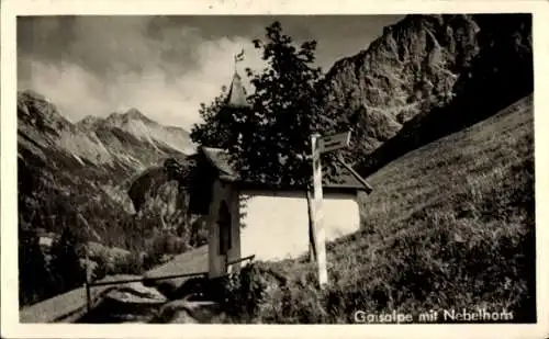 Ak Oberstdorf im Oberallgäu, Nebelhorn, Gaisalpe, Kapelle, Wegweiser