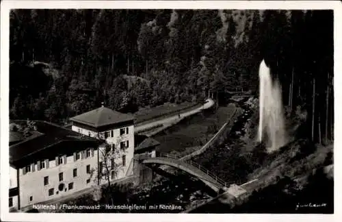 Ak Lichtenberg in Oberfranken, Höllental, Frankenwald, Holzschleiferei, Fontäne