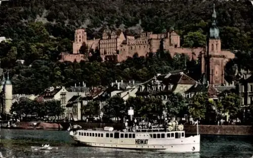 Ak Heidelberg am Neckar, Teilansicht, Burg, Schiff Heimat