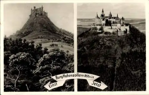 Ak Zimmern Bisingen im Zollernalbkreis, Burg Hohenzollern, Einst, Jetzt