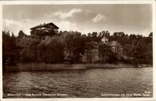 Ak Bollersdorf Oberbarnim Märkisch Oderland, Schermützelsee mit Hotel Weiße Taube