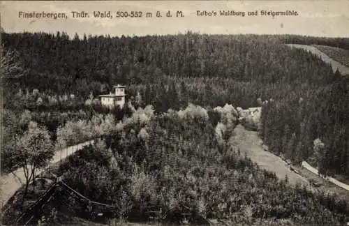 Ak Finsterbergen Friedrichroda im Thüringer Wald, Eelbo's Waldburg, Steigermühle