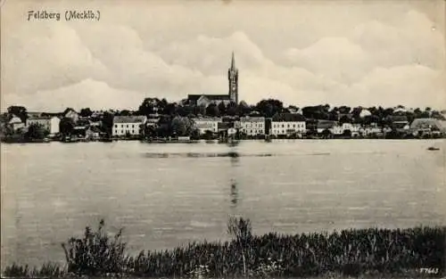 Ak Feldberg in Mecklenburg, Teilansicht, Kirchturm