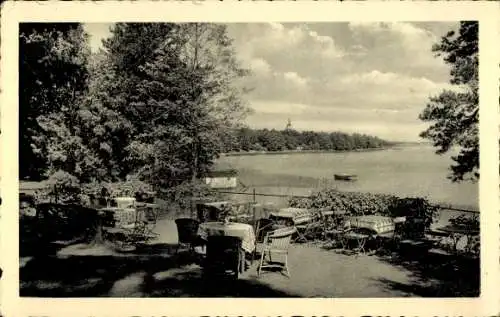 Ak Storkow, Waldschlösschen Hubertushöhe, Terrasse