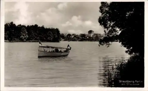 Ak Strausberg in der Mark, Straussee, Schiff, Panorama