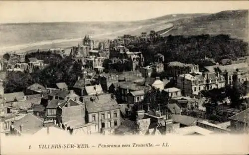 Ak Villers sur Mer Calvados, Panorama vers Trouville