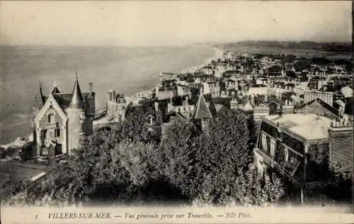 Ak Villers sur Mer Calvados, vue generale prise sur Trouville