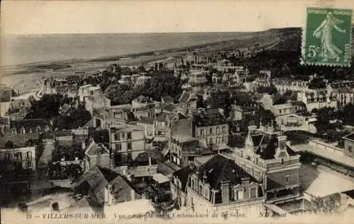 Ak Villers sur Mer Calvados, Vue generale sur l'Embouchure de la Seine