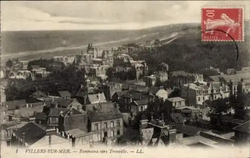 Ak Villers sur Mer Calvados, Panorama vers Trouville