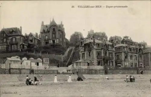 Ak Villers sur Mer Calvados, Digue-promenade