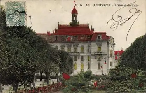 Ak Asnières sur Seine Hauts-de-Seine, Rathaus, Rückseite