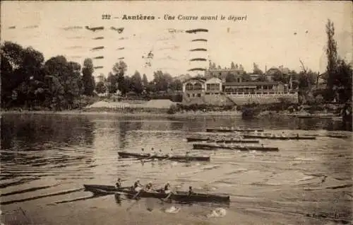 Ak Asnières sur Seine Hauts-de-Seine, Fünfer Kajak, Course avant le depart