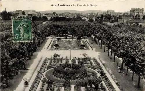 Ak Asnières sur Seine Hauts-de-Seine, Parc de la Mairie